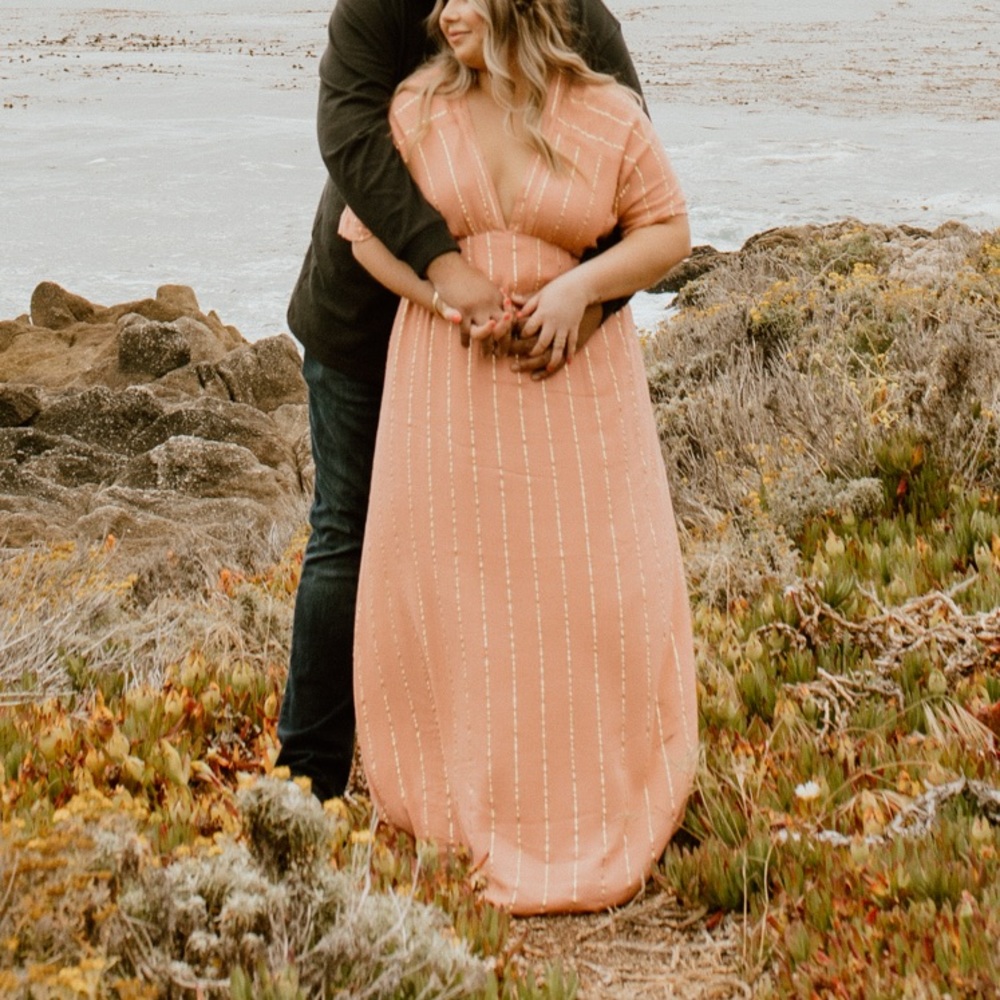 Lulu's Coral Maxi Dress with Stripes